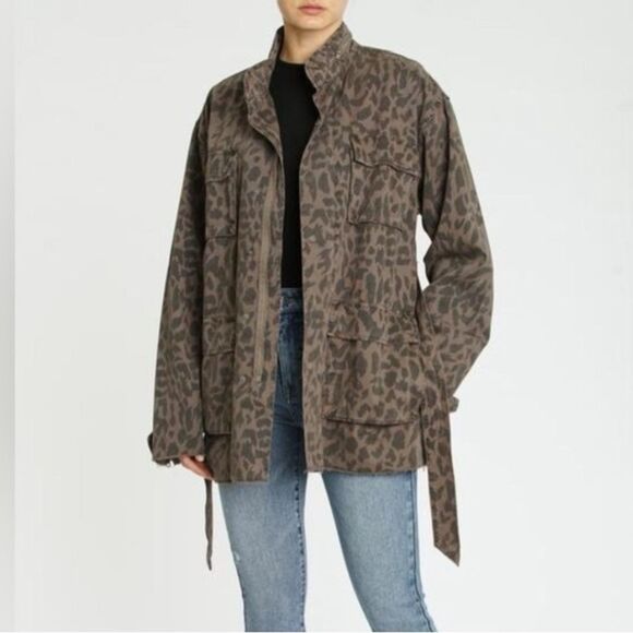 Pistola Jagged Leopard Cargo Utility Belted Jacket Size L